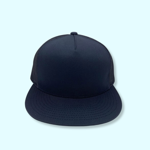 Fabric 5-Panel Design High Quality Trucker <b>Hat</b> Custom Polyester/Cotton Brim Breathable Mesh <b>Flat</b> Square Snapback Performance - Product Image 1