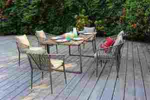 6 Seater Rope Garden <b>Dining</b> Set Rustic Outdoor Furniture Weather Resistant Patio <b>Table</b> and Chairs Set - Product Image 2