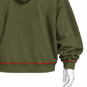 Sweat-shirt à capuche vert olive Indus brodé, motif floral, poche kangourou, coupe oversize, style streetwear décontracté, hiver - Product Image 6