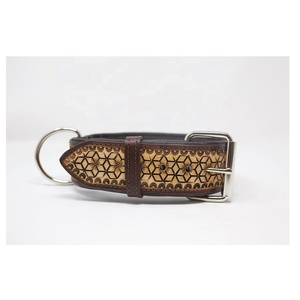 Handmade Luxury Cow <b>Leather</b> Dog Collar Customizable High Quality Solid Personalized Hand Rivets Indian Wholesale Manufacturer - Product Image 1