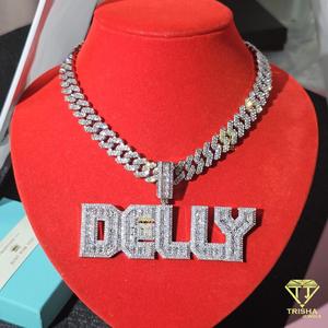 Lab Grown Diamond "TREV ' Necklace Custom Letter Pendant Hip Hop Bling <b>Chain</b> Jewelry Gift - Product Image 1