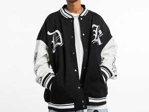 High Street Style hommes Softshell Varsity veste col montant goutte épaule Chenille brodé Logo vêtements d'hiver en cuir - Product Image 5