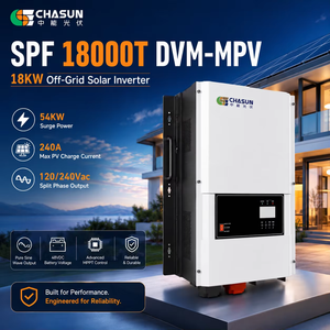 Onduleur hybride monophasé haute puissance <span class=keywords><strong>Growatt</strong></span> <span class=keywords><strong>SPF</strong></span> 18000T DVM-MPV 18kW, crête de puissance 54kW, MPPT 240A, efficacité 85% pour systèmes solaires - Product Image 1
