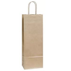ถุงกระดาษคราฟท์รีไซเคิล 100% แบบคลาสสิกพร้อมหูหิ้วสำหรับใส่ขวดไวน์เดี่ยว ถุงของขวัญสีน้ำตาลสำหรับงานเลี้ยงธุรกิจ ขายส่ง - Product Image 1