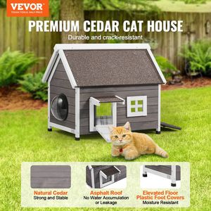 Casa de Madera Grande para Gatos de Exterior con Puerta de PVC Resistente a la Intemperie, Refugio para Gatos Salvajes con Entrada Lateral para Múltiples Gatos, Mueble para Mascotas - Product Image 2