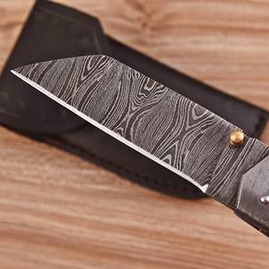 Couteau de chasse pliant EDC en acier Damas de haute qualité UA Supplies, manche en bois de rose, lame à pointe clip, épaisseur de 0,5 mm, liner. - Product Image 6