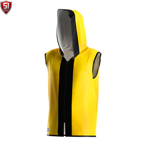 Wholesale Sleeveless <b>Hooded</b> Boxing <b>Robe</b> for Men Gym Training MMA Muscle Fit XL Custom Logo Sportswear Polyester Cotton - Product Image 5