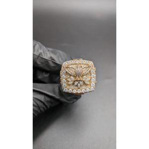 Anillo de Plata 925 de Lujo con Moissanita, Diseño de Águila, Chapado en Oro Amarillo, Estilo Hip Hop, Anillo Grueso para Hombre - Product Image 1