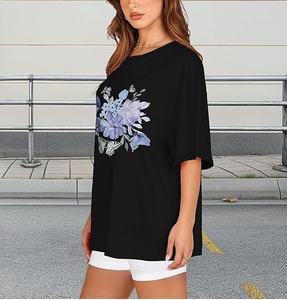 T-shirt pour femme de haute qualité, 100% coton, respirant, épais, surdimensionné, imprimé sur mesure, décontracté, pour la saison printanière - Product Image 5