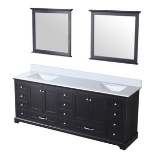 Espresso Double Bath <b>Vanity</b> with 34 In. <b>Mirrors</b> 84 In. W X 22 In. D White Quartz Top 34 In. <b>Mirrors</b> - Product Image 4