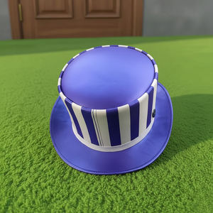 Sombrero de cuero hecho a mano de primera calidad, unisex, con rayas azules y blancas, estilo Steampunk, gótico, vintage, para festivales y cosplay. - Product Image 2