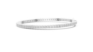 Bracelet tennis abordable en or blanc massif 18 carats plaqué rhodium, serti de pierres de laboratoire taille princesse, avec fermoir dissimulé, idéal pour offrir, pour les fêtes ou au quotidien - Product Image 3