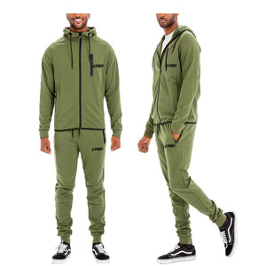 Trendy Men's Casual Custom Logo Knitted Tracksuit Zip Hoodie and Sporty <b>Sweatpants</b> <b>Set</b> with Embroidered Logo for Winter Sports - Product Image 2