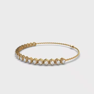 Pulseras de Moda, Pulsera de Tenis con Forma Hexagonal de Panal, Oro Amarillo de 14K, Diamantes Cultivados en Laboratorio, Pulseras de Cadena Delicadas para Mujer - Product Image 4