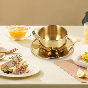 Best quality Metal Tea Coffee <b>Cup</b> and <b>Saucer</b> in Brass Gold Finished Best Quality Tabletop Serving Tea <b>Cup</b> and <b>Saucer</b> - Product Image 5
