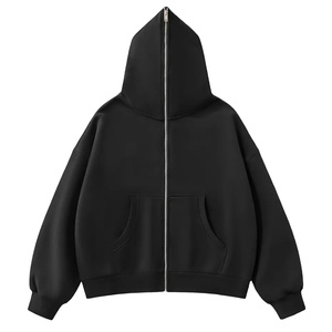 Sudadera con Capucha de Algodón Grueso, Cierre Completo con Cremallera, Color Negro, Sudadera Personalizada con Bordado 3D y Logotipo con Impresión Puff para Hombre y Mujer - Product Image 1