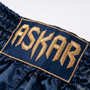 Shorts de boxe Askar vert avec ceinture dorée, sérigraphie, coupe ample, unisexe, 100 % polyester, légers, pour arts martiaux - Product Image 3