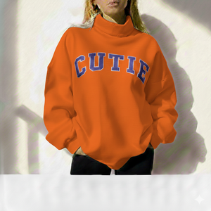 Womens Oversized Turtleneck Sweatshirt Cute Graphic Letter Print Pullover Fleece Long Sleeve Casual Winter Warm Loose <b>Jumper</b> Top - Product Image 1