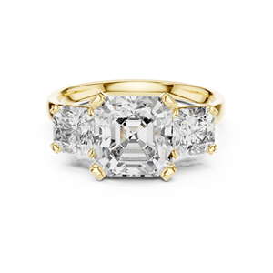 Anillo de Tres Piedras con Corte Octogonal Cuadrado, con Diamantes Cultivados en Laboratorio con Certificación GRA, Joyería para Mujer a un Precio Razonable - Product Image 1