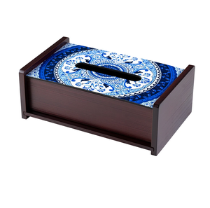 Floral Enamel Printed Wooden Tissue Box Holder For Home Office & <b>Car</b> Use Premium Napkin Box Dispenser For <b>Table</b> Top Accessories - Product Image 5