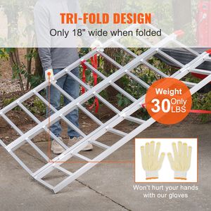 Rampa Plegable Triple de Aluminio de 1500 Libras con Correas de Carga para Motocicleta, Tractor, ATV/UTV, Camioneta, Cortacésped - Product Image 3