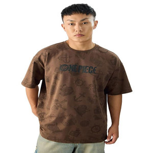 เสื้อยืดคอกลมแขนสั้นพิมพ์ลายทั้งตัวสีน้ำตาลสำหรับผู้ชาย เสื้อยืดลำลองลายกราฟิก - Product Image 4