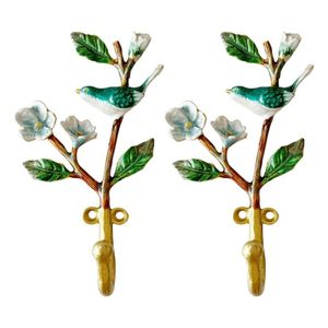 Handmade Enamel Bird Iron <b>Wall</b> Hook Decorative Metal Coat Hanger Flower Branch Hat Rack Luxury Antique Home Decor <b>Wall</b> Mounted - Product Image 1