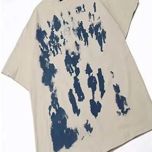 OEM Custom Heavyweight Graphic Silk Screen Print Men's T-Shirts 100% Cotton 270 Gsm <b>No</b> Hem Boxy Cropped DTG Letter - Product Image 3