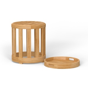 Mesa Auxiliar Redonda de Madera con Bandeja Extraíble, Diseño Escandinavo Moderno, Mueble Multiusos para el Hogar - Product Image 1