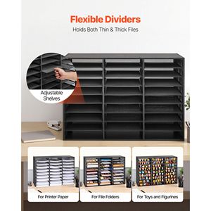Organizzatore da scrivania in metallo a 27 scomparti con cassetto rimovibile in rete metallica e piano in legno per documenti - Product Image 3