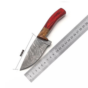 Couteaux de chasse en acier Damas, lame fixe à pointe tombante, manche en bois, pour le camping et la chasse en extérieur - Product Image 5