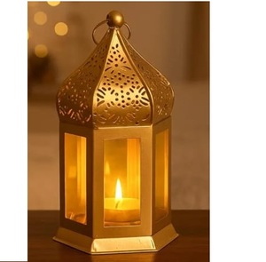 Lanterne porte-bougie décorative pour mariage avec verre jaune, taille personnalisée, faite à la main, vente en gros - Product Image 1