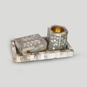 Juego de Quemadores de Incienso de Nácar PearlCrest, Elegante Soporte de Mosaico de Concha Iridiscente para Decoración del Hogar de Primera Calidad - Product Image 5