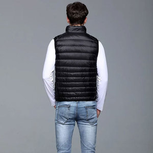 2026 Latest Wholesale High Quality Custom Made Mens Breathable <b>Canvas</b> Waterproof Windproof PU Leather Puffer Vest Winter Casual - Product Image 4
