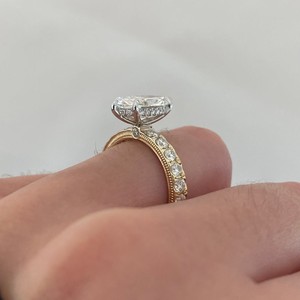 Marquise Cut Lab Grown Diamond Engagement <b>Ring</b> Hidden Halo 925 Sterling <b>Silver</b> Pav Band <b>Solitaire</b> Wedding Anniversary Gift - Product Image 3