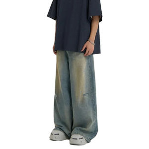 Nouveau Jean Homme de Haute Qualité, Coupe Ample et Large, Taille Mi-Haute, Délavé à l'Acide, Personnalisable, Écologique, Grande Taille - Product Image 3