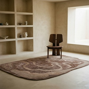 INDIAN RUG Cinnamon Tuft Hand Tufted Wool Tencel Modern <b>Abstract</b> High Pile Latex Backing Non-Slip Thick Commercial/Home Use Rug - Product Image 1