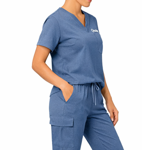 Ensemble de blouses médicales unisexes, haut et pantalon réversibles, pantalon de travail extensible, vêtements de travail pour les professionnels de la santé, mélanges de coton, doux - Product Image 3