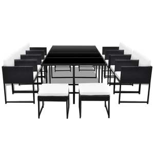 Ensemble de salle à manger d'extérieur noir et blanc pour usage en jardin - Product Image 3