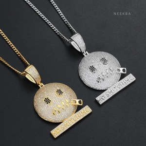 Pendentif Moissanite Iced Out Street Code en Argent Sterling 925, Pendentif Code de Loyauté avec Pierres Serties à la Main, Pendentif 'No Snitching' - Product Image 1