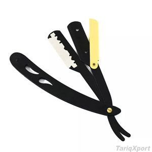 Classic Black & Gold Wood Handle Straight <b>Razor</b> <b>for</b> <b>Men</b> Body & Face Barber Shaving Stainless Steel Professional Shaving Tool - Product Image 2