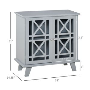 Aparador gris acento, consola de buffet con puertas caladas, armario de almacenamiento para cocina, comedor, sala de estar o entrada - Product Image 3