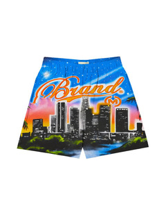 Shorts en maille polyester premium 150 GSM respirants, bleus et blancs avec panneaux étoilés, broderies personnalisées, shorts pour hommes - Product Image 5
