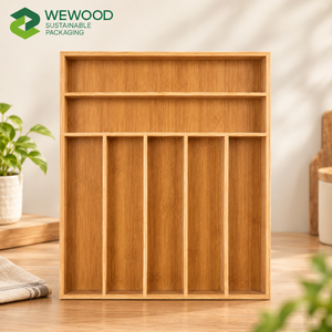Natural Wood Modern Kitchen <b>Drawer</b> Organizer <b>Tray</b> with Multiple Compartments Portable & Sustainable - Product Image 1