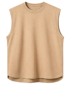Custom <b>Khaki</b> Sleeveless Tank <b>Top</b> Men Casual Gym Vest Breathable Cotton Summer Shirt Athletic Loose Fit Sportswear Training <b>Top</b> - Product Image 2
