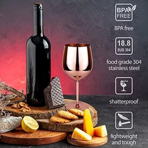 Juego de 4 Copas de Vino de Acero Inoxidable y Cobre, Diseño Redondo Moderno, Vasos Duraderos para Fiestas y Reuniones Familiares - Product Image 5
