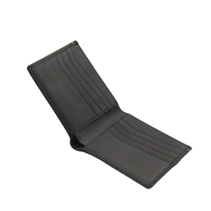 <b>Men's</b> Genuine Leather Slim <b>Wallet</b> With Striped Lining Fold Closure Card Holder Short Length Minimalist Design - Product Image 4