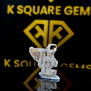 Custom Children's VVS Moissanite Cut <b>Letter</b> Pendant Hip Hop Style Sterling Silver Plated Personalized Initial Charm Claw Setting - Product Image 1