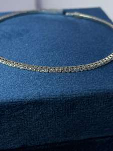 Pulsera de tenis flexible de lujo en oro blanco de 9K con diamantes cultivados en laboratorio de corte brillante, pulsera de tenis premium con diamantes redondos. - Product Image 4