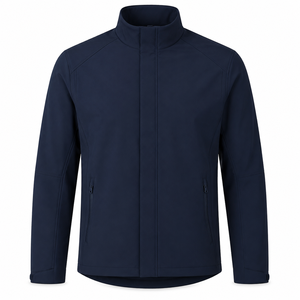 Chaqueta unisex de softshell con cremallera completa, cuello alto, cortavientos, informal, para exteriores, corte regular, poliéster, resistente al viento, precio económico. - Product Image 1